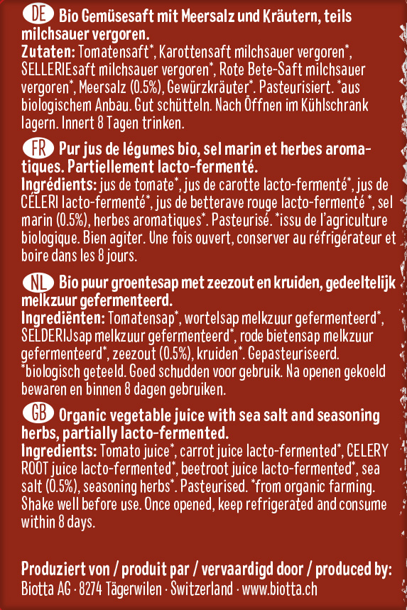 A.Vogel Biotta Vegetable Cocktail 500ml