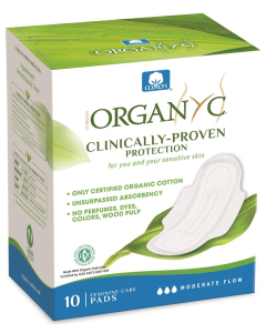 Organyc Organic Cotton Moderate Flow Period Pads Folded 10 Pack