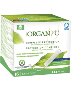 Organyc Organic Cotton Compact Applicator Tampons Super 16 Pack