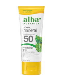 Alba Botanica Sheer Mineral Fragrance Free Sunscreen Lotion Spf50 89ml