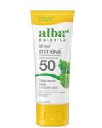 Alba Botanica Sheer Mineral Fragrance Free Sunscreen Lotion Spf50 89ml