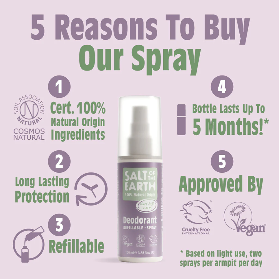 Salt of the Earth Clary Sage & Mint Deodorant Spray 100ml