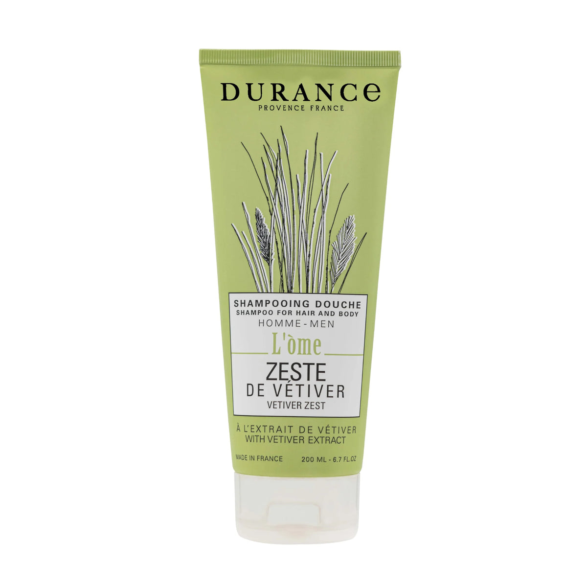 Durance Shampoo for Hair and Body Vetiver Zest with Vetiver extract 200 mL 6.7 fl.oz