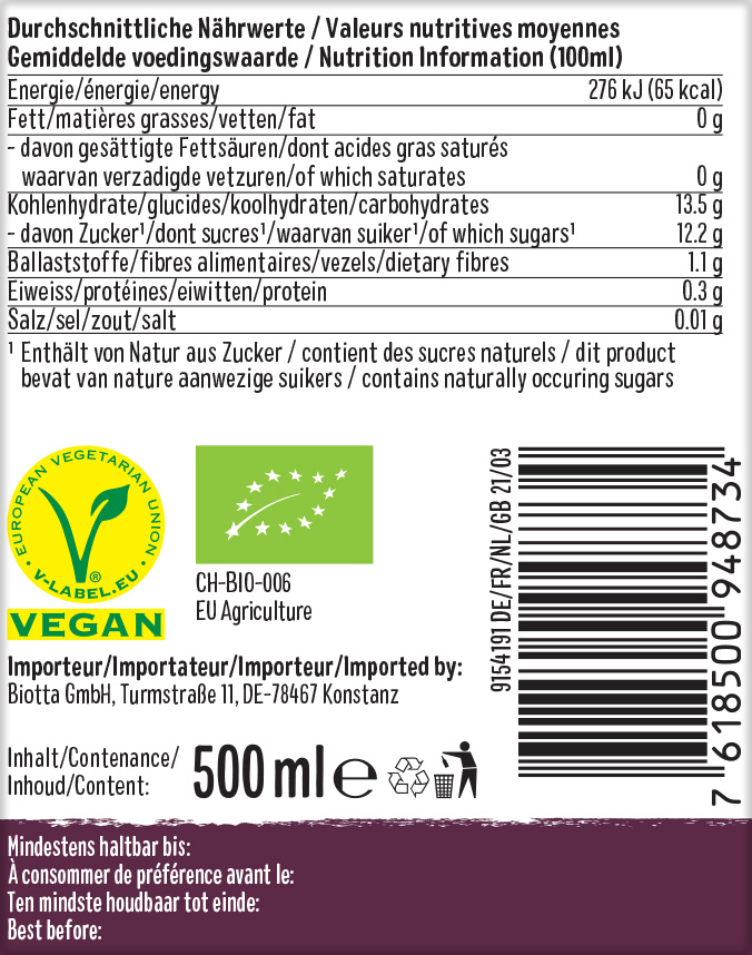 A.Vogel Biotta Prune Juice 500ml