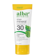 Alba Botanica Sheer Mineral Fragrance Free Sunscreen Lotion Spf30 89ml