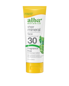Alba Botanica Sheer Mineral Face Fragrance Free Sunscreen Lotion Spf30