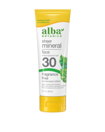 Alba Botanica Sheer Mineral Face Fragrance Free Sunscreen Lotion Spf30