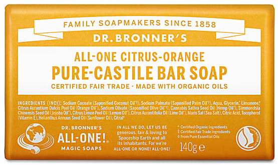 Dr.Bronner's Citrus-Orange Pure-Castille Soap Bar 140g