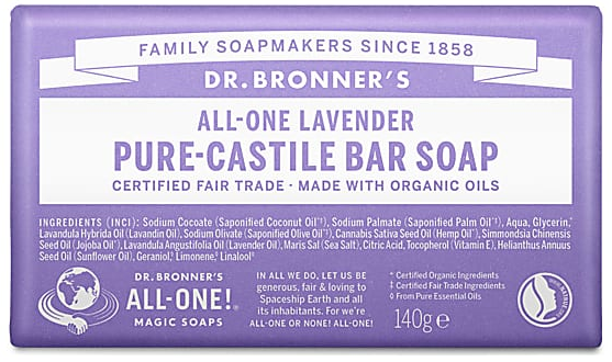 Dr.Bronner's Lavender Pure-Castille Soap Bar 140g