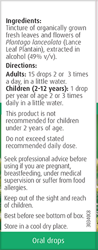 A. Vogel Plantago Lanceolata Oral Drops 50ml