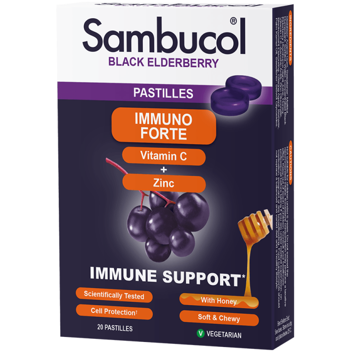 Sambucol Immuno Forte Vitamin C and Zinc 20 Pastilles