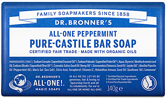 Dr.Bronner's Peppermint Pure-Castille Soap Bar 140g