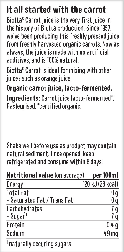 A.Vogel Biotta Carrot Juice 500ml