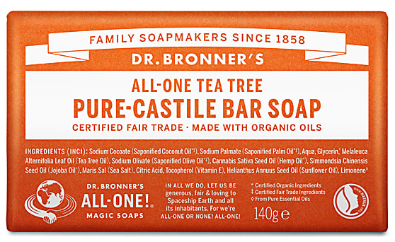 Dr.Bronner's Tea Tree Pure-Castille Soap Bar 140g