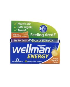 Vitabiotics Wellman Energy 10 Orange Flavour Effervescent Tablets