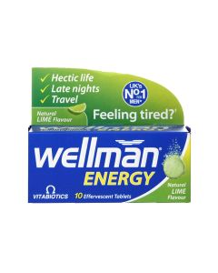 Vitabiotics Wellman Energy 10 Lime Flavour Effervescent Tablets 