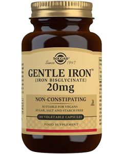 Solgar Gentle Iron (Iron Bisglycinate) 20 mg Vegetable Capsules - Pack of 180