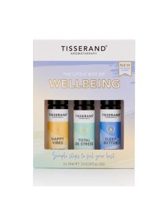 Tisserand The Little Box of Wellbeing contains 3 pulse point roller balls